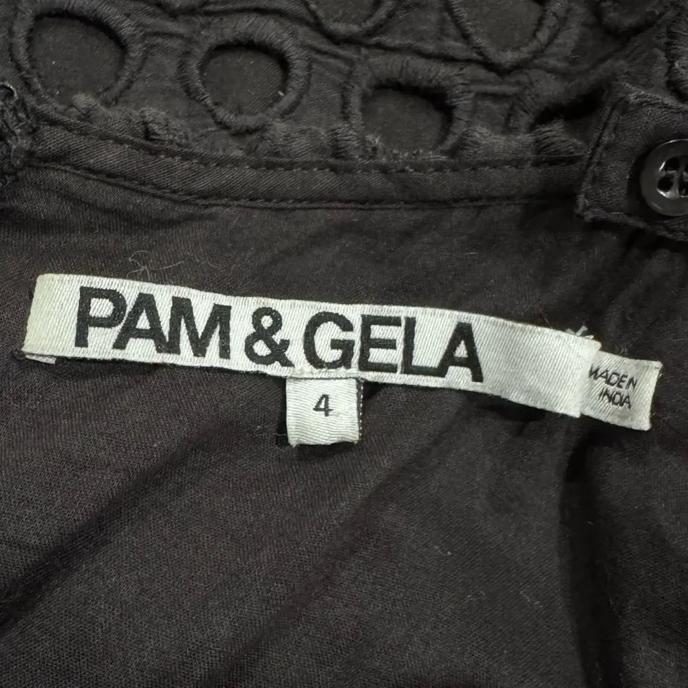 Pam & Gela Black Eyelet Short Romper Women’s 4